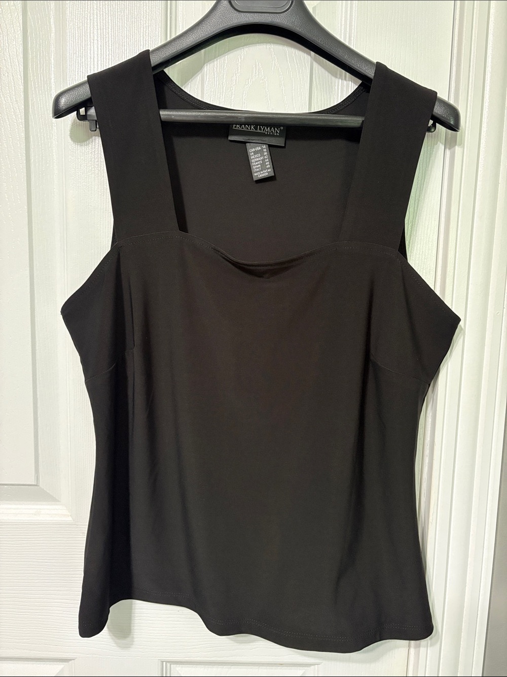 Frank Lyman Design Black Square-Neck Tank with Wide Straps